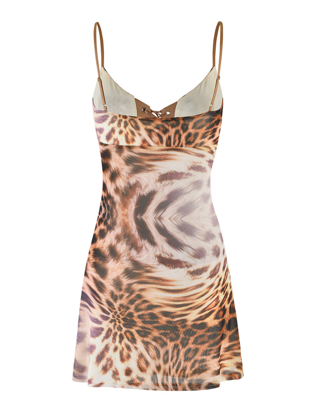 KALILAH MINI DRESS - NEUTRAL : LEOPARD HAZE