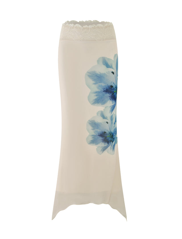 LILLIAN SKIRT - WHITE : CREAM: FLORAL