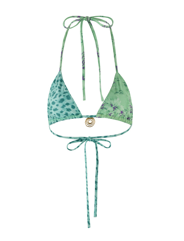 AUTUMN BIKINI TOP - GREEN : FLORAL : ANIMAL