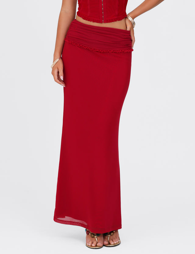 GINNY MAXI SKIRT - RED : CHERRY RED