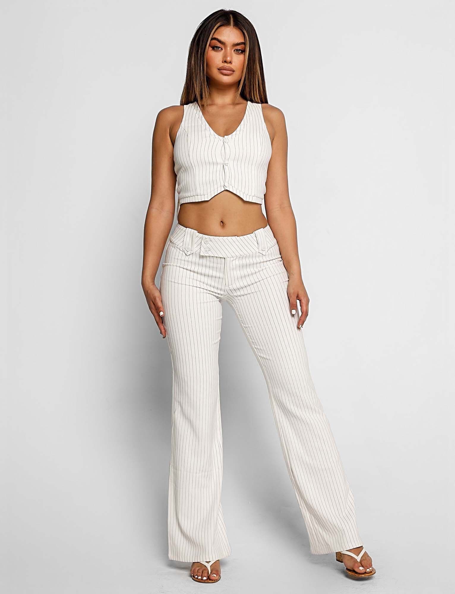 KITTIE PANT - WHITE PINSTRIPE