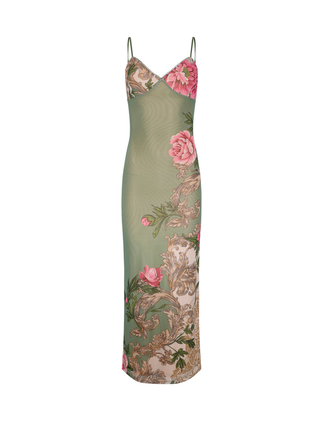 JULIANNA DRESS - GREEN : FLORAL : ROCCOCO FLORAL