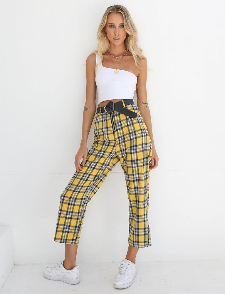 yellow checkered pants