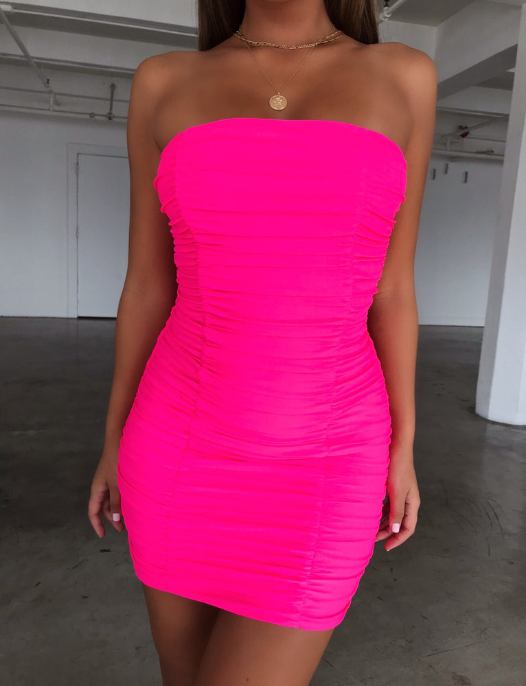 fluro pink dress