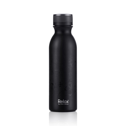 600ML RELAX 18.8 STAINLESS STEEL THERMAL FLASK - DOODLE BLACK