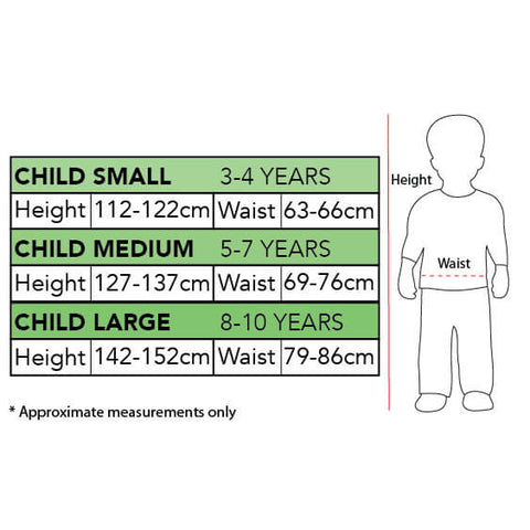 Rubies Child Size Chart