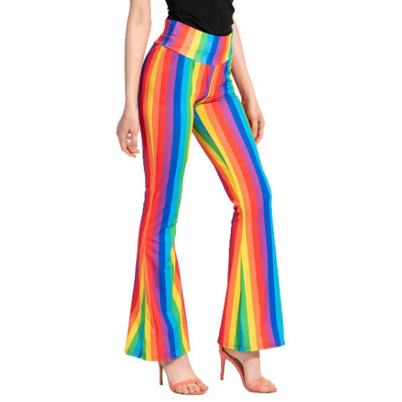 Rainbow Stripe Flare Pants - Unisex – Cracker Jack Costumes Brisbane