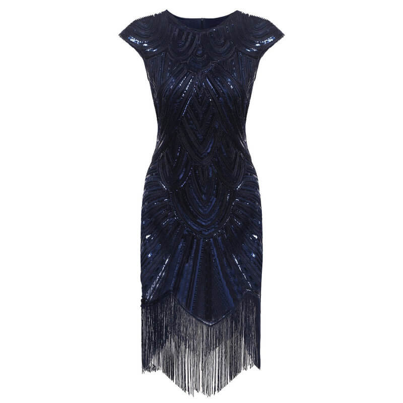1920s Fringe Flapper Dress - Dark Blue - Hire - Costume Shop ...