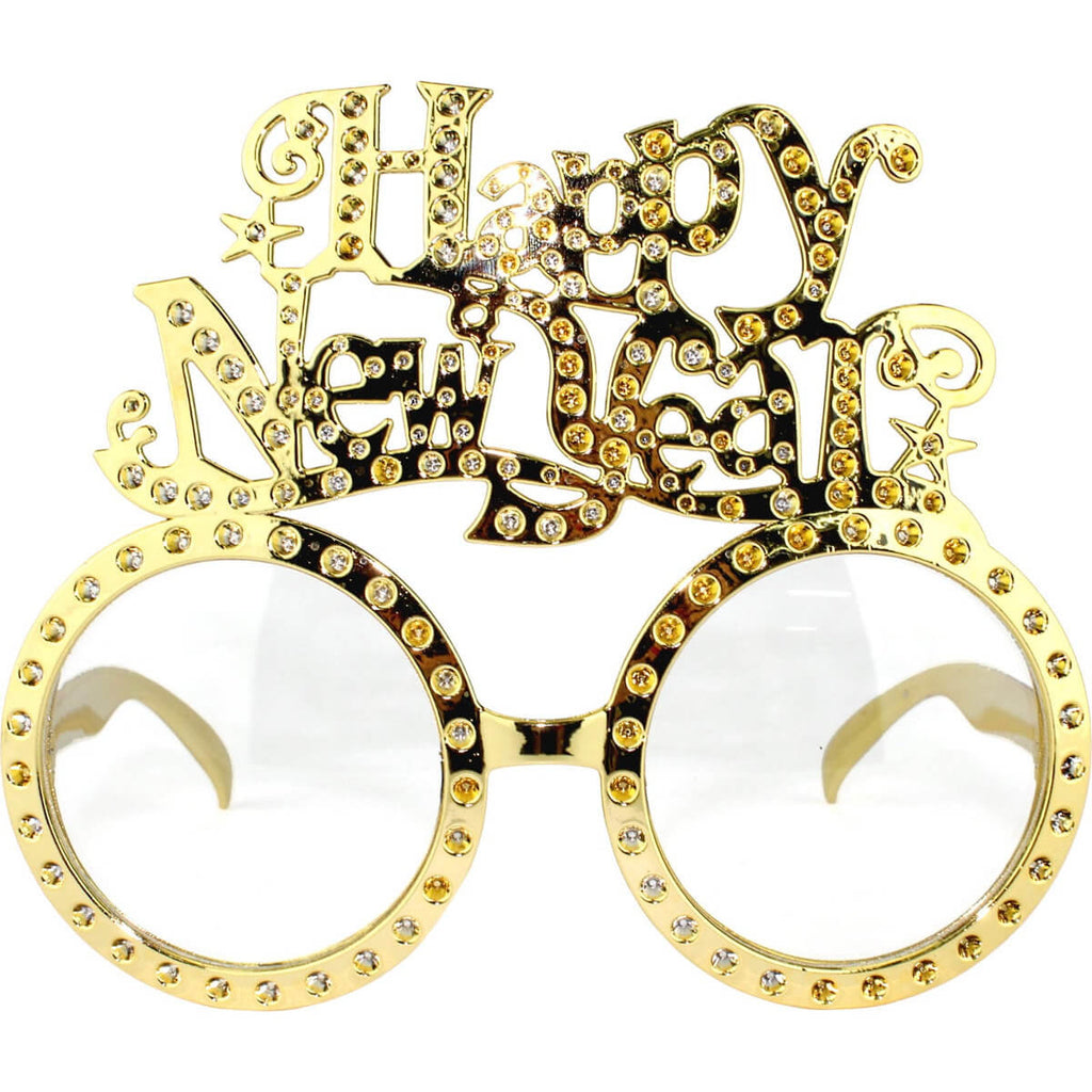 Happy New Years Cursive Party Glasses Gold And Silver Cracker Jack Costumes Brisbane 