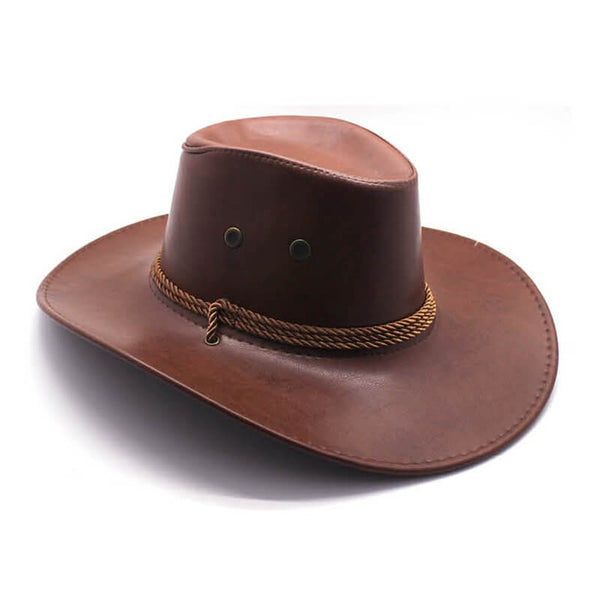Leather Look Cowboy Hat - Red Brown – Cracker Jack Costumes Brisbane