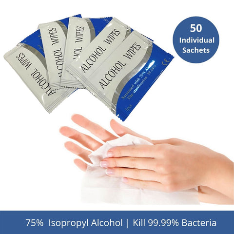 Alcohol  Antiseptic Wipes Disinfectant Sanitizer - 50pcs Individual Pack