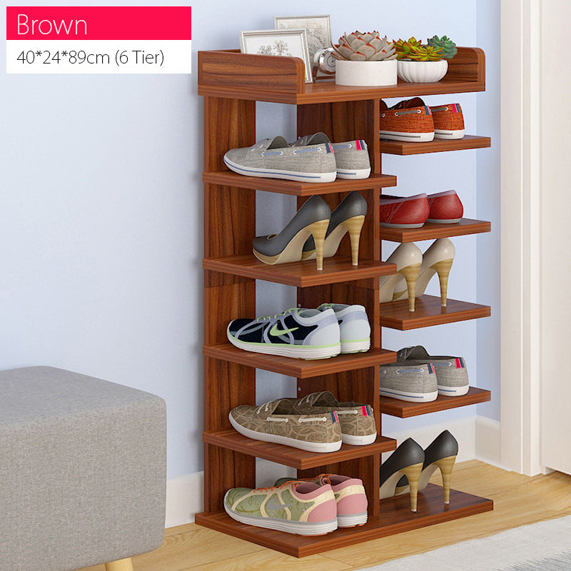 Brown 6 8 Tier Sleek Design Wooden Shoe Rack Agoramart