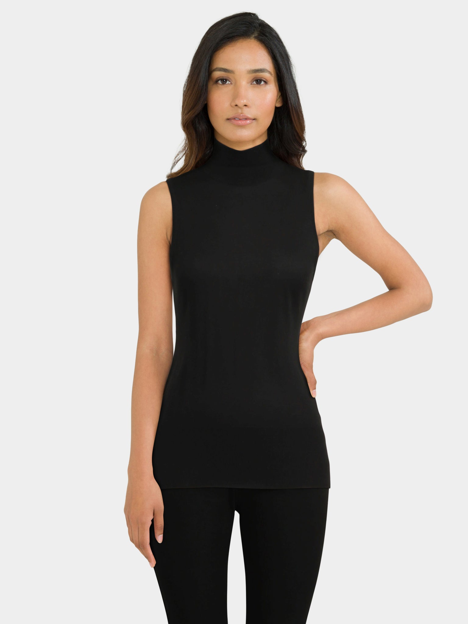 sleeveless polo neck dress