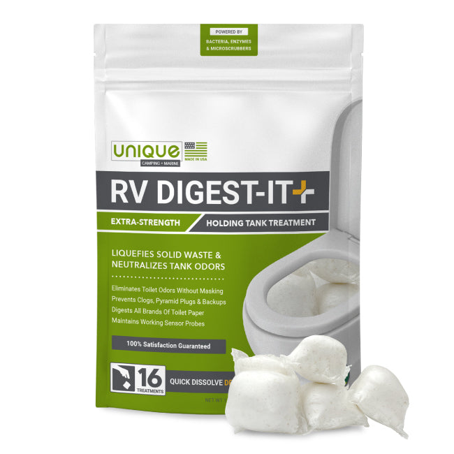 RV Digest-It Plus Extra Strength Holding Tank Treatment Drop-In Pods. Unique Camping + Marine