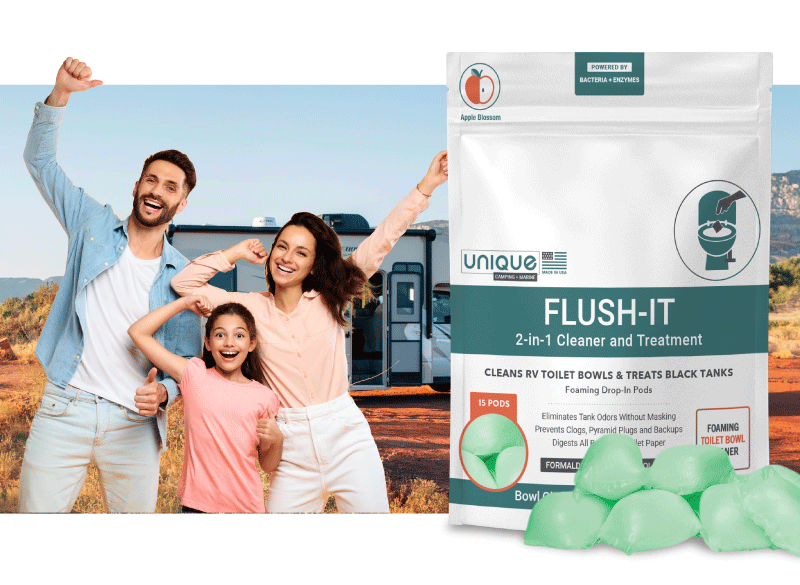 Flush-It 2-in-1 Toilet Cleaner + Holding Tank Treatment Unique Camping + Marine