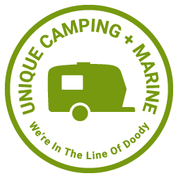 Unique Camping + Marine Badge Logo