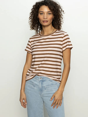 The Perfect Tee by Sanctuary in Earth Pink/Sepia Stripe - Meadowlark