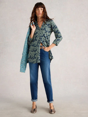 Annie Longline Shirt by White Stuff in Green - Meadowlark