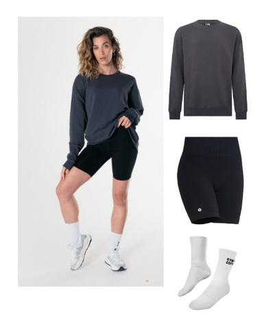 Stylish Athleisure Outfit with Black Long Sleeve Top and