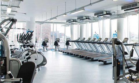 The full range of cardio machines at The Gym Group overlooking Albert Dock in Liverpool