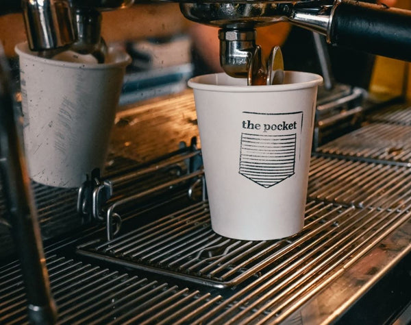 A coffee cup at The Pocket Coffee Shop