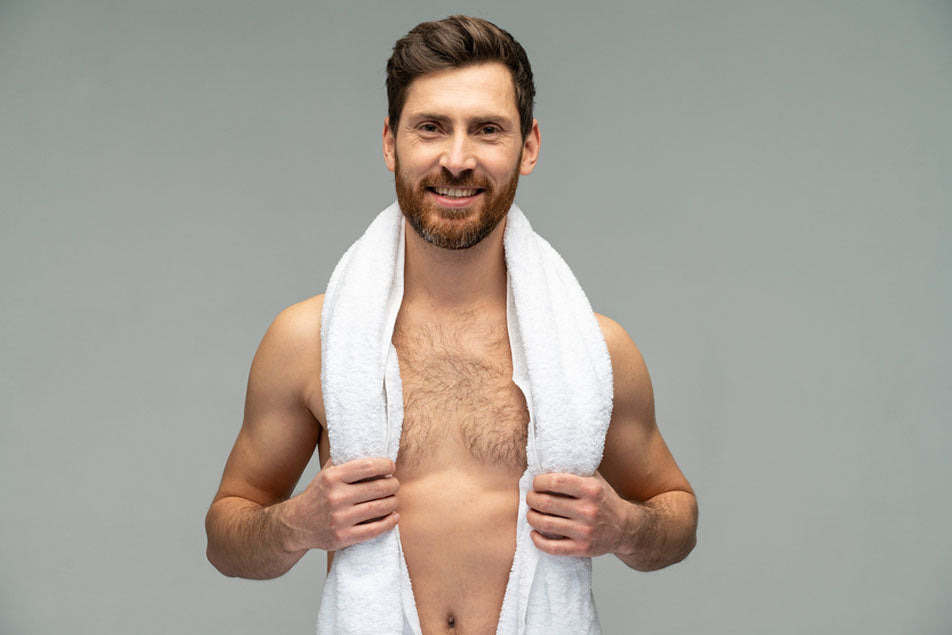 portrait man wearing workout towel
