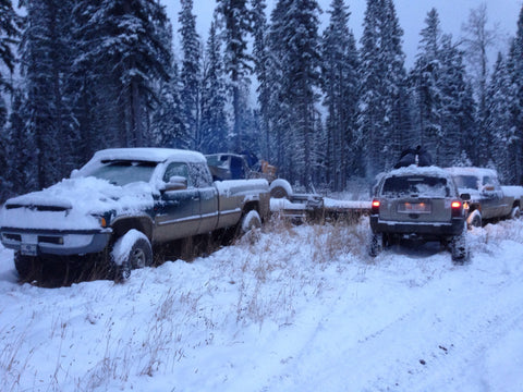 Chilly tow rigs waiting for us