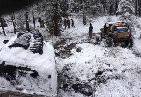 Winching up Muskeg Hill