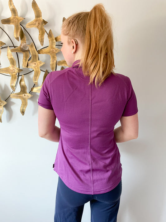 Diadora Dark Purple Long Sleeve Base Layer Workout Top - Medium