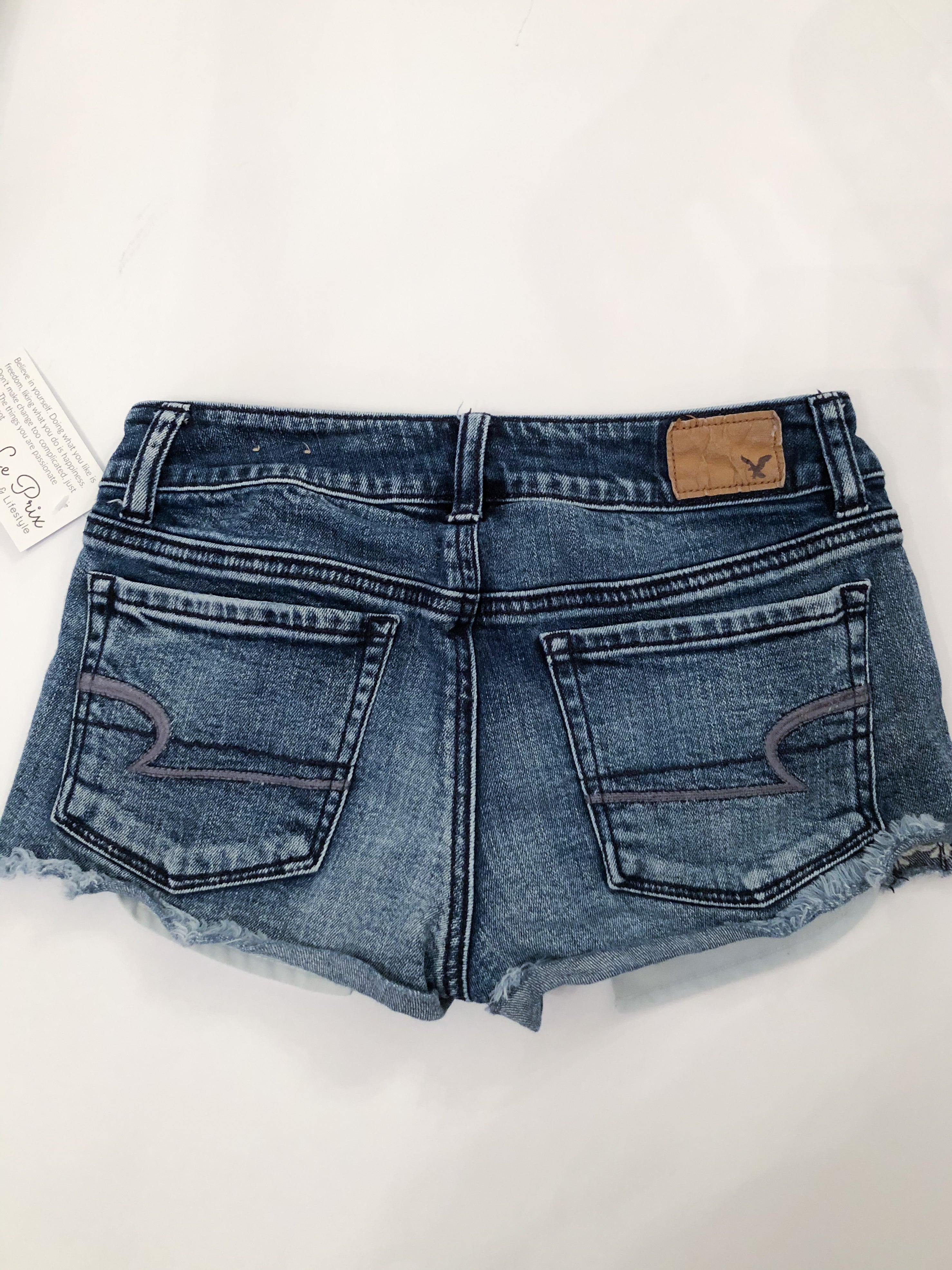 American Eagle Cutoff Lace Stretch Denim Shorts - Size 0