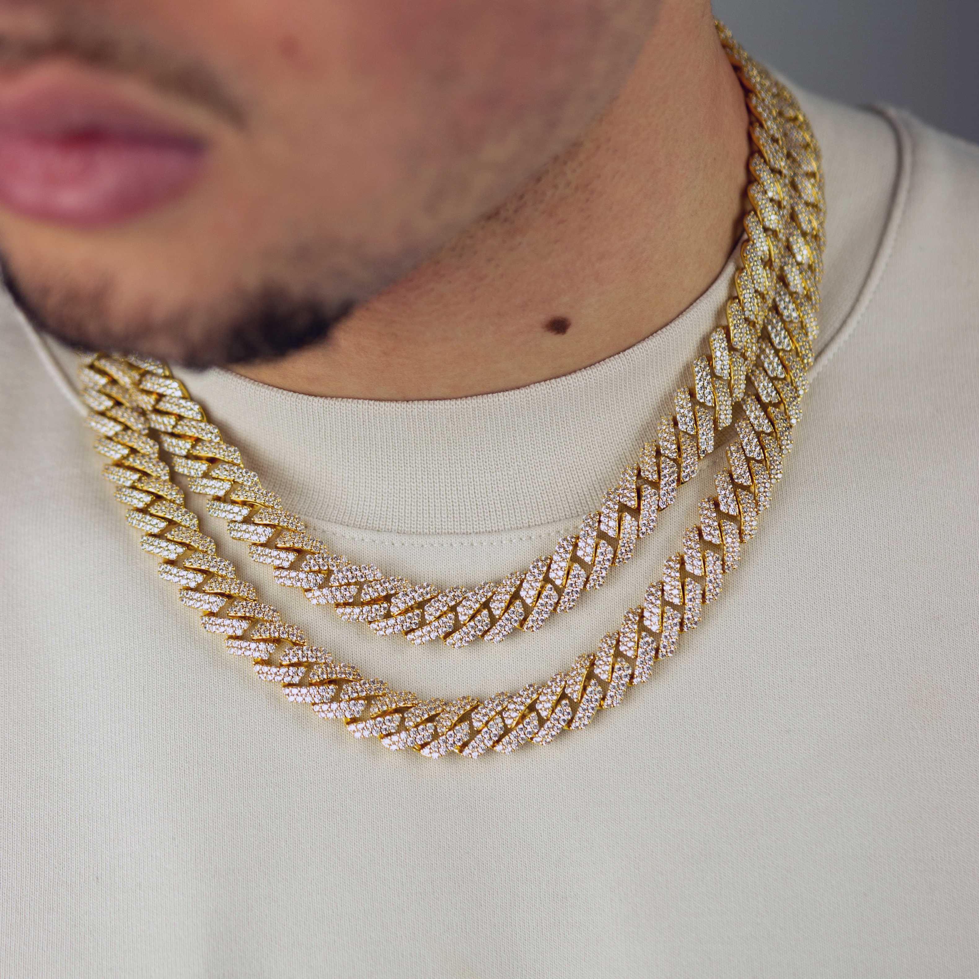 Iced Gold King Panda Pendant & 16" 18" 20" 24" Iced  Cuban Choker Chain Necklace
