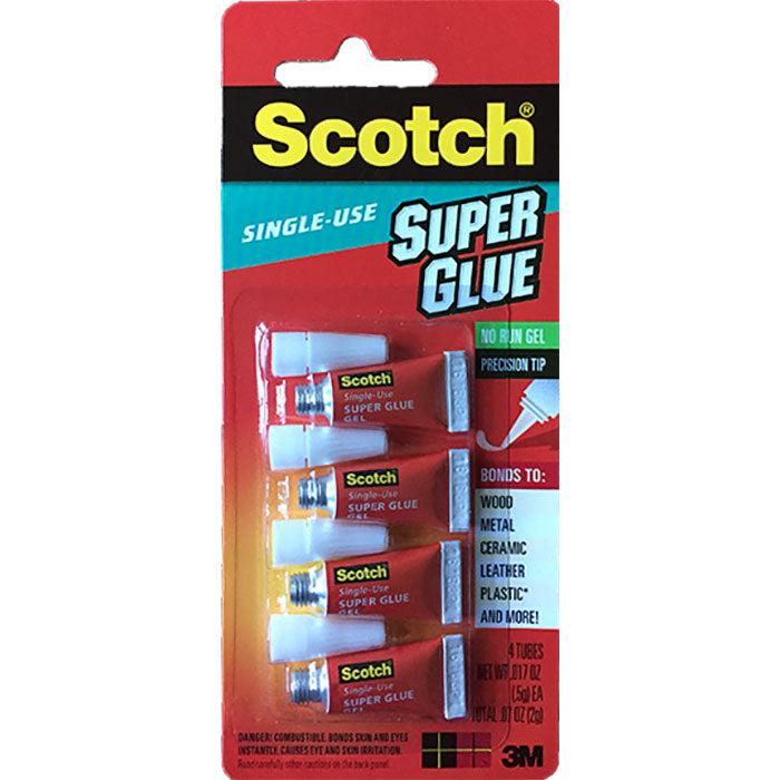 Scotch Super Glue Gel 4 Single Use Tubes (3 Pack  