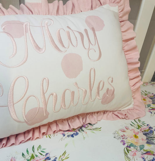 Appliqued Monogrammed Baby Girl pillow boudoir size for Nursery —  KJMonograms