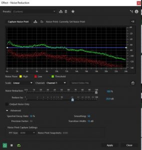 Noise reduction settings