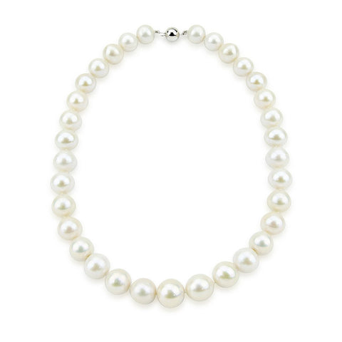 14K White Gold 11-14mm White Freshwater Cultured Pearl Necklace 20 Inc ...