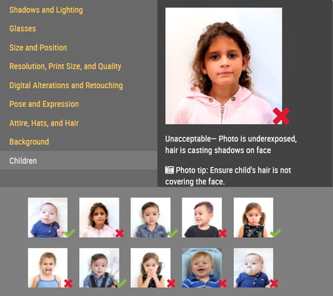 passport photo requirements apply for children too