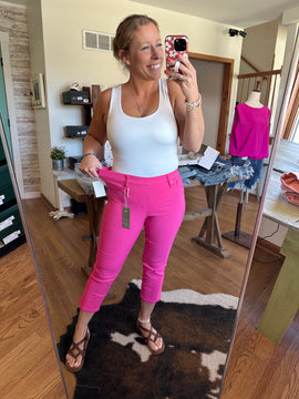 Hyperstretch Pull On Capris in Hot Pink