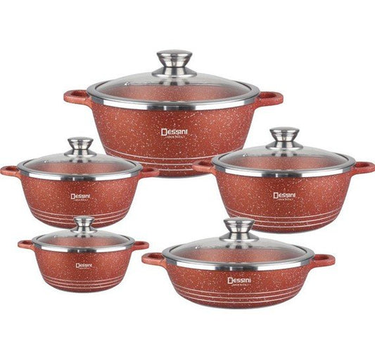 10 PC Gray Die Casting Marble Casserole & Fry Pan Set – R & B Import