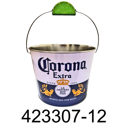 Corona Extra Galvanized Metal Beer Bucket with Rope Handle