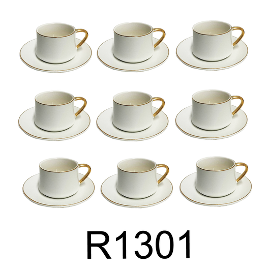 12 PC White & Gold Fancy Coffee Cup Set – R & B Import