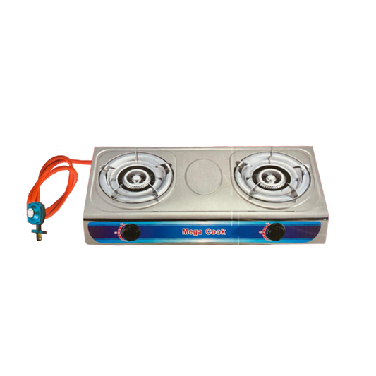 Propane Gas Double Burner Stove Marble Print Tempered Glass – R