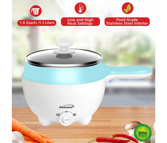 1.3 QT Cordless Electric Hot Pot Cooker & Food Steamer – R & B Import