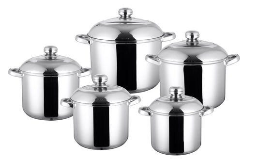 10 PC Induction Stainless Steel Cookware Set With Glass Cover – R & B Import