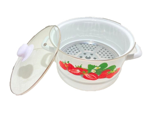 15 QT Enamel Steamer Pot With Lid & Trivet – R & B Import