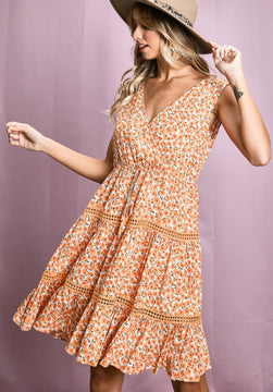 Orange floral dress