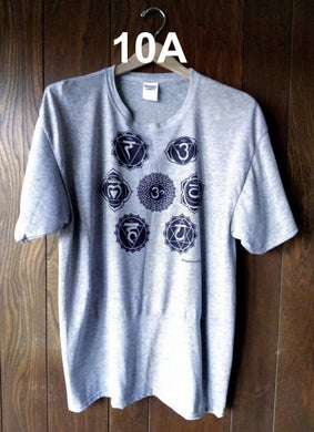 BLACK CHAKRAS ON GRAY T-SHIRT - AutomotiveFineArt.com