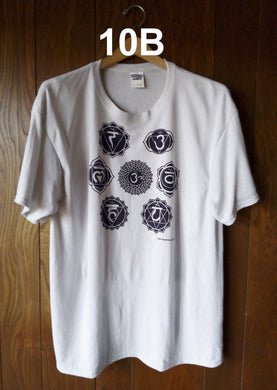 BLACK CHAKRAS ON SILVER T-SHIRT - AutomotiveFineArt.com