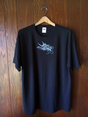 GRAY DRAGON HEAD ON FRONT OF BLACK T-SHIRT - AutomotiveFineArt.com