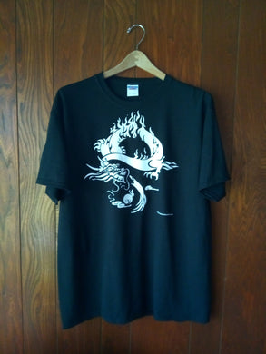 WHITE DRAGON ON BLACK T-SHIRT - AutomotiveFineArt.com