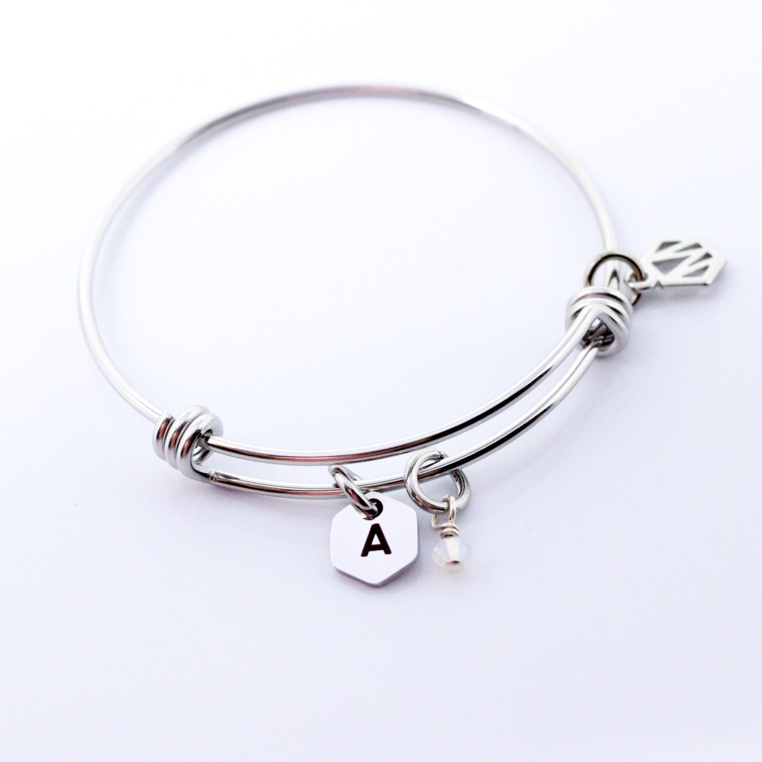Tiny Hexagon Initial Bracelet